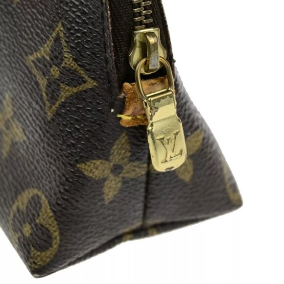 LOUIS VUITTON Pochette Cosmetic Pouch Bag Monogram Leather Brown M47515 05ED262 - Picture 2 of 16